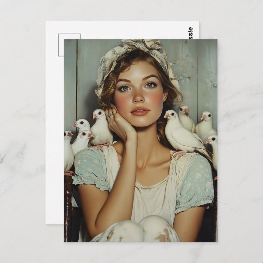 Serene Boerderij Maiden White Doves - Symbool van Briefkaart (Voorkant / Achterkant)