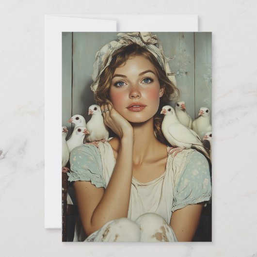 Serene Boerderij Maiden White Doves - Symbool van Kaart (Voorkant)