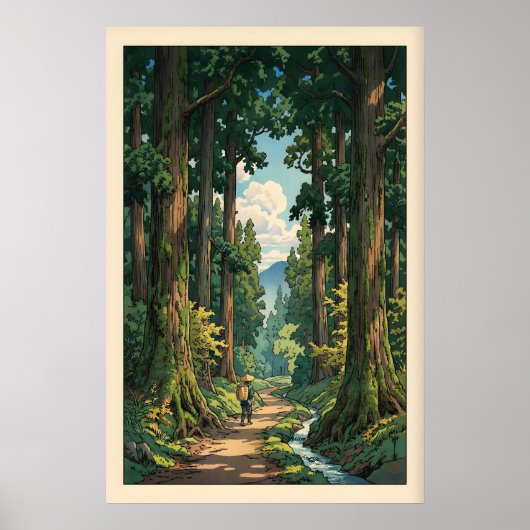 Serene Bos Pad Muurkunst Slingerend Pad, Hoog Poster (Voorkant)