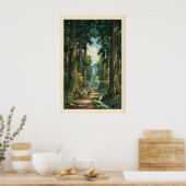 Serene Bos Pad Muurkunst Slingerend Pad, Hoog Poster (Keuken)