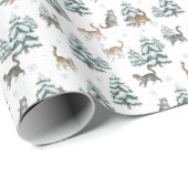 Serene Boskatten Winter Besneeuwde Dennen Gift Cadeaupapier (Rol Hoek)