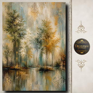 Serene Bosreflectie Decoupage Landschap Tissuepapier