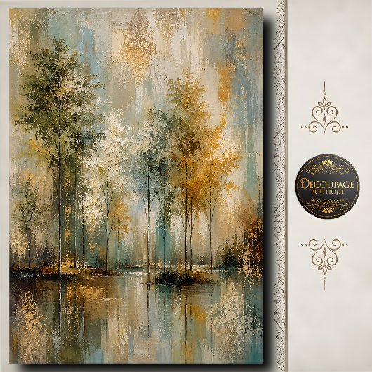 Serene Bosreflectie Decoupage Landschap Tissuepapier