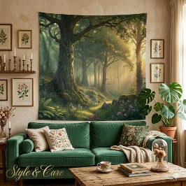 Serene bosstaferelen wandtapijt 145cm vierkant kun wandkleed