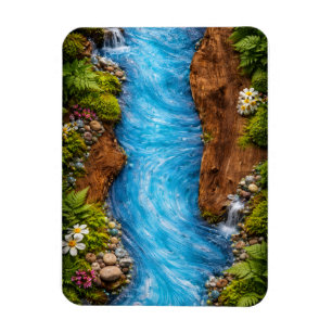 Serene Bosstroom Rustige Natuur Water Kunst Magneet