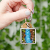Serene Bosstroom Rustige Natuur Water Kunst Sleutelhanger (Hand)