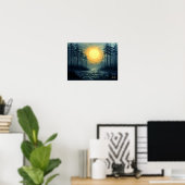 Serene bosweg bij volle maan poster (Thuiskantoor)
