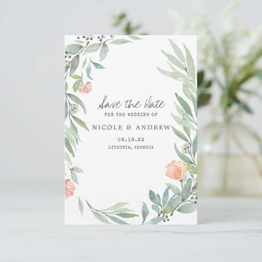Serene Botanical | Wilde weduwe sparen de Datum Save The Date (Staand voorkant)