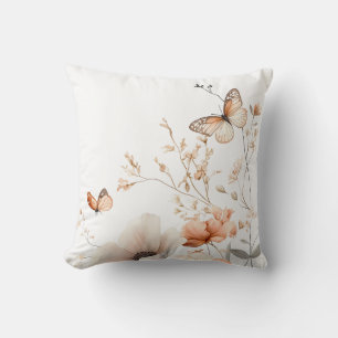 Serene Butterfly and Floral Pillow Kussen