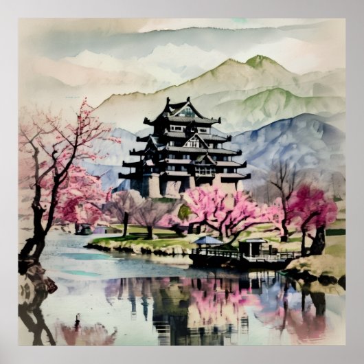 Serene Castle On Lake(Spring) Poster (Voorkant)