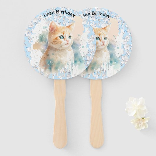 Serene Cat Handwaaier (Voorkant en achterkant)