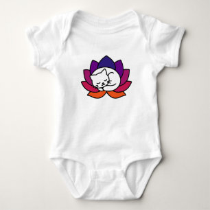 Serene Cat Lotus Illustratie Romper