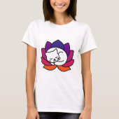 Serene Cat Lotus Illustratie T-shirt (Voorkant)