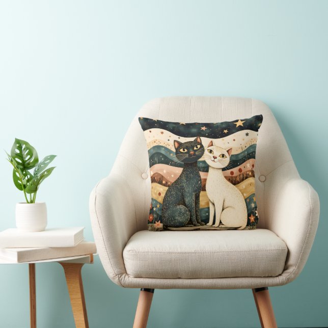 Serene Cats Throw Pillow Kussen (Stoel)