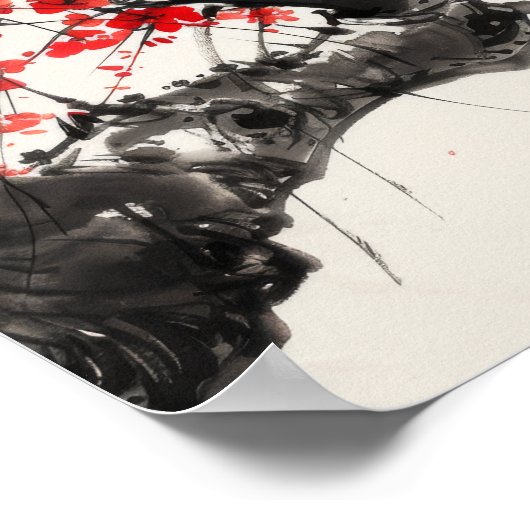 Serene Cherry Blossom Tree Chinese inkt schilderij Poster (Hoek)