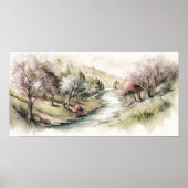 Serene Cherry Blossom Valley Poster (Voorkant)