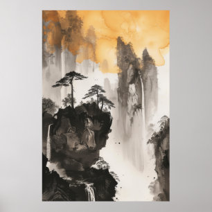 Serene Chinees Poster voor landschapsschilderkunst