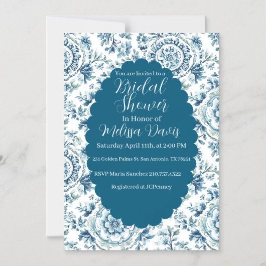 Serene Chinoiserie Bridal Shower Invitation Magnetische Uitnodiging (Voorkant)