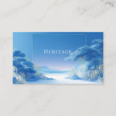 Serene Chinoiserie Winter Blue Pine Gold Frame Visitekaartje (Voorkant)