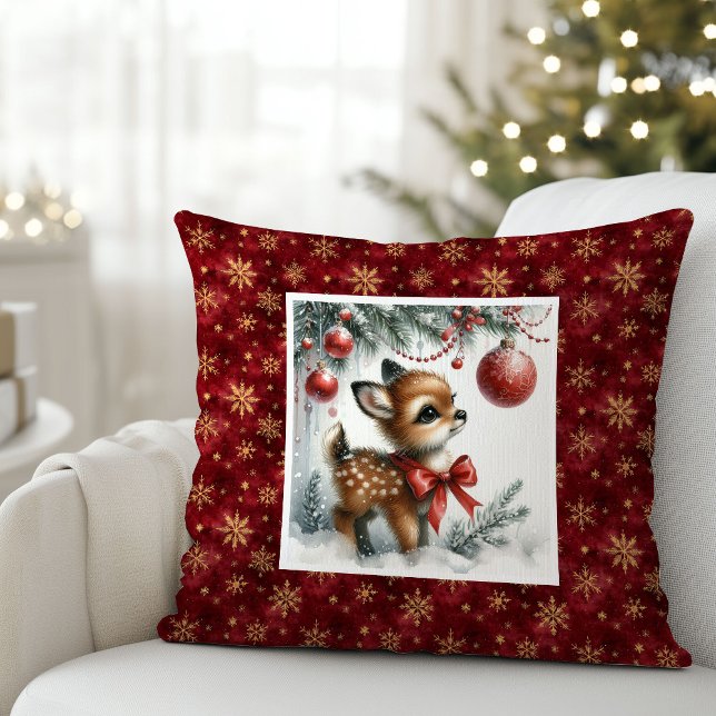 Serene Christmas scene baby deer kids room decor  Kussen (Serene Christmas scene baby deer kids room decor (51))