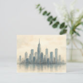 Serene Cityscape Reflection Print, moderne skyline Briefkaart (Staand voorkant)