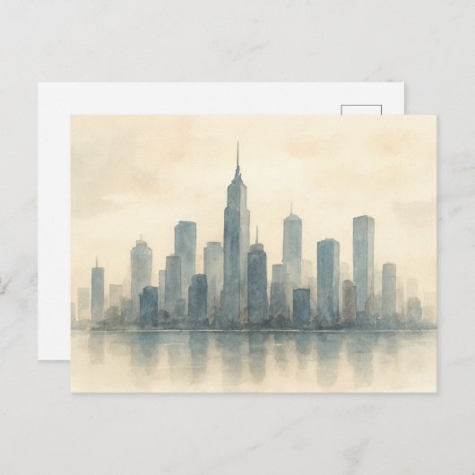 Serene Cityscape Reflection Print, moderne skyline Briefkaart (Voorkant / Achterkant)