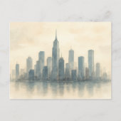 Serene Cityscape Reflection Print, moderne skyline Briefkaart (Voorkant)