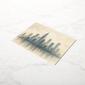 Serene Cityscape Reflection Print, moderne skyline Folie Feestdagen Briefkaart (Gedraaid)