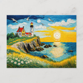 Serene Coastal Boerderij door het Zee Feestdagenkaart