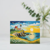 Serene Coastal Boerderij door het Zee Feestdagenkaart (Staand voorkant)
