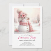 Serene Coquette Snowman Kids Christmas Invite Kaart (Voorkant)