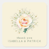 Serene Cream Floral Watercolor Vierkante Sticker (Voorkant)