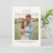 Serene Crème Rustieke Foto Save The Date (Staand voorkant)