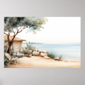 Serene Cyprus: Digitale Waterverf Art Prints (Voorkant)