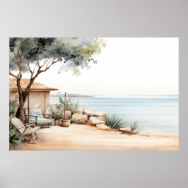 Serene Cyprus: Digitale Waterverf Art Prints