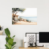 Serene Cyprus: Digitale Waterverf Art Prints (Thuiskantoor)