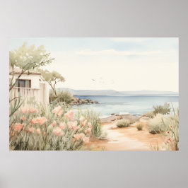 Serene Cyprus: Digitale Waterverf Art Prints