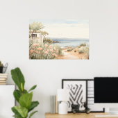 Serene Cyprus: Digitale Waterverf Art Prints (Thuiskantoor)