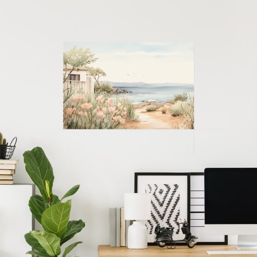 Serene Cyprus: Digitale Waterverf Art Prints (Thuiskantoor)