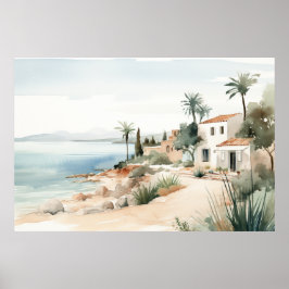 Serene Cyprus: Digitale Waterverf Art Prints
