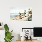 Serene Cyprus: Digitale Waterverf Art Prints (Thuiskantoor)