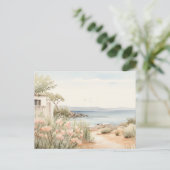 Serene Cyprus: Digitale Waterverf Art Prints Briefkaart (Staand voorkant)