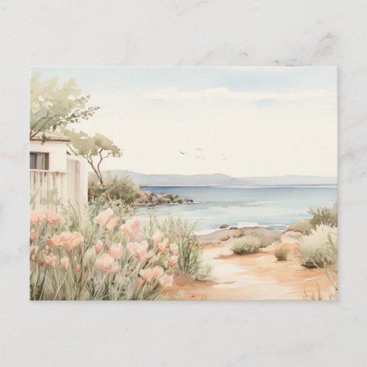 Serene Cyprus: Digitale Waterverf Art Prints Briefkaart (Voorkant)