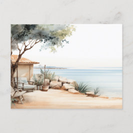 Serene Cyprus: Digitale Waterverf Art Prints Briefkaart
