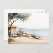 Serene Cyprus: Digitale Waterverf Art Prints Briefkaart (Voorkant / Achterkant)
