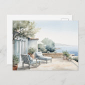 Serene Cyprus: Digitale Waterverf Art Prints Briefkaart (Voorkant / Achterkant)