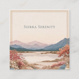 Serene Desert Bloom Landscape Gold Frame Rustic Vierkante Visitekaartje