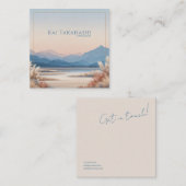 Serene Desert Pampas Grass Gold Frame Mountain Vierkante Visitekaartje (Voorkant / Achterkant)