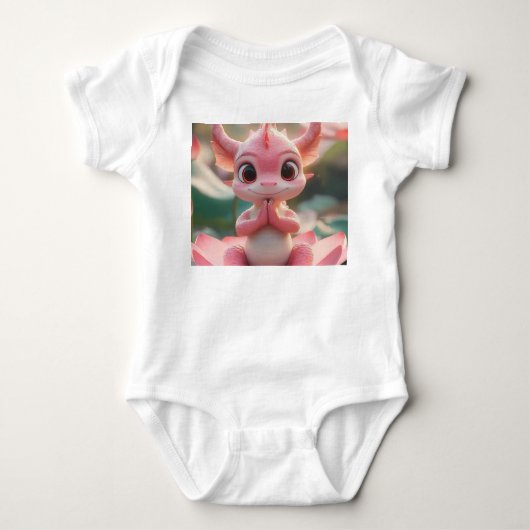 Serene Dragon op Lotus - Baby Bodysuit (Voorkant)