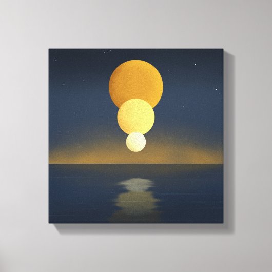 Serene Drievoudige Maanreflectie Canvas Afdruk (Voorkant)